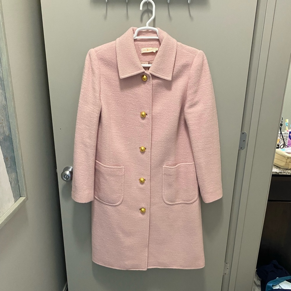 Tory Burch Collette Coastal Pink Long Wool Coat